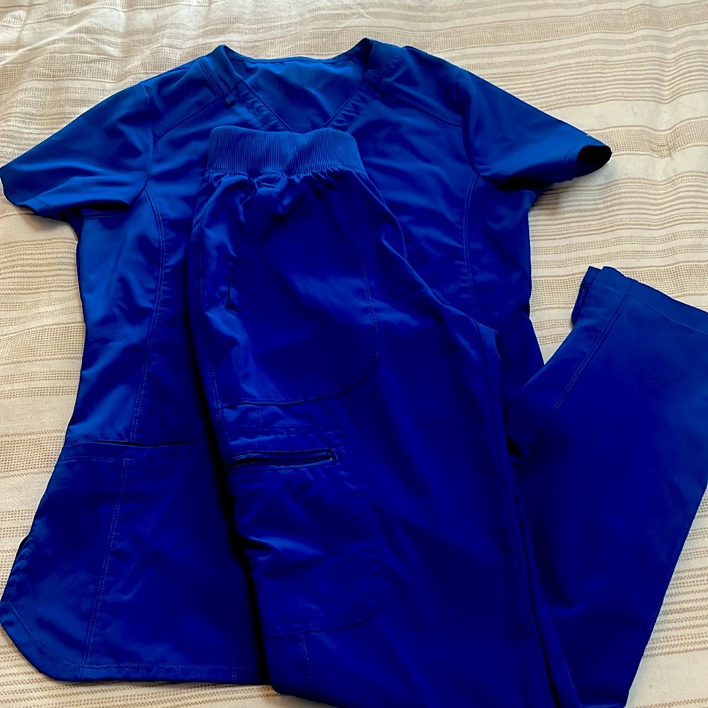 Cherokee Infinity royal blue galaxy blue scrub set three peice